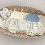 【66-90cm】セットアップ 可愛い キャミロンパース&カーディガン - 画像 (3)