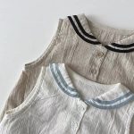【65-90cm】ロンパース ベビー 丸襟 セーラー風 - 画像 (11)
