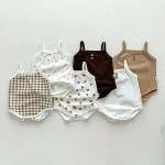 【66-90cm】ロンパース ベビー チェックor小花柄 キャミソール - 画像 (31)