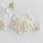 【66-90cm】ロンパース ベビー 柔らか レースプリンセス - 画像 (2)