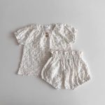 【73-120cm】セットアップ ベビー ポルカドットorチェック パフスリーブ - 画像 (4)