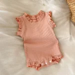 【66-90cm】ロンパース or ボトムス ベビー ノーカラー フリルリーブ - 画像 (4)