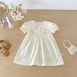 【66-130cm】ロンパースorワンピース ベビー 姉妹服 クリーム ダブル蝶結び - 画像 (8)