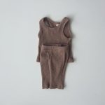 【80-130cm】セットアップ 無地ノースリーブルームウェアセット - 画像 (7)