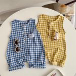 【66-90cm】ロンパース ベビー チェック オールインワン - 画像 (4)