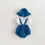 【66-90cm】ロンパース or シャツ ベビー イチゴ刺繍 サロペット - 画像 (5)