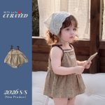 【66-90cm】キャミロンパース ベビー レトロ風 かわいい - 画像 (5)