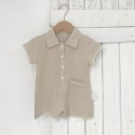 【66-90cm】ロンパース ベビー コットンシワ加工 半袖 折り襟 - 画像 (10)