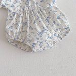 【66-140cm】ロンパースorワンピース ベビー 姉妹服 レースブルー花 - 画像 (18)