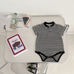【66-90cm】半袖ロンパース ベビー ブラック ボーダー - 画像 (7)