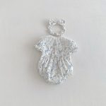 【66-140cm】ロンパースorワンピース ベビー 姉妹服 レースブルー花 - 画像 (5)