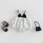 【66-90cm】ロンパース ベビー 蝶結び ドット - 画像 (2)