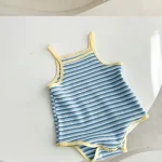 【66-90cm】ロンパース ベビー キャミソール ボーダー - 画像 (3)