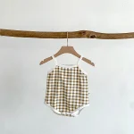 【66-90cm】ロンパース ベビー チェックor小花柄 キャミソール - 画像 (16)