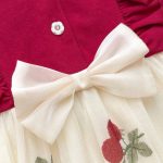 【66-90cm】ロンパース 蝶結び レース レッド 可愛い - 画像 (10)