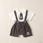 【73-100cm】オールインワン ベビー 可愛い グレーサロペット - 画像 (4)