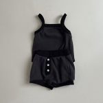 【73-100cm】セットアップ ベビー ボーダーキャミソール&ショートパンツ - 画像 (5)