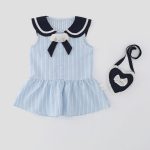 【73-100cm】ワンピース ベビー 可愛い ストライプセーラー - 画像 (6)