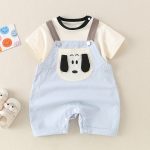 【66-90cm】セットアップ ベビー 可愛い ドッグ サロペット＆シャツ - 画像 (5)