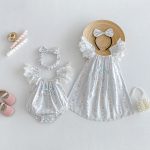 【66-130cm】ロンパースorワンピース ベビー 姉妹服 フリル ストライプ - 画像 (3)
