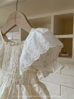 【66-90cm】ロンパース ベビー レース パフスリーブ 小花柄 - 画像 (10)