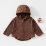 【73-100cm】カーディガン ベビー 可愛い フード付き ドット - 画像 (4)
