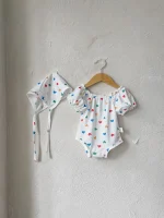 【73-100cm】水着 ベビー 帽子付き ハート柄 - 画像 (14)