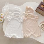 【66-90cm】ロンパース ベビー ワッフル レース フリル - 画像 (5)