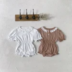 【66-90cm】ロンパース ベビー 韓国風 レース襟 パフスリーブ - 画像 (8)