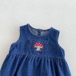 【66-90cm】ロンパース ベビー キノコ デニム ノースリーブ - 画像 (6)
