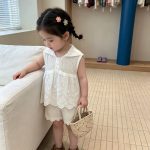 【73-120cm】セットアップ ベビー 折り襟 可愛い ホワイト - 画像 (6)