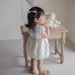 【73-100cm】ワンピース ベビー パフスリーブ ドット - 画像 (8)