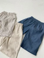【73-100cm】パンツ ベビー 韓国風 七分丈 ストライプORシンプル - 画像 (27)