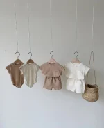 【66-90cm】ロンパースor トップス ベビー 韓国風 ポケット付き リブ - 画像 (10)