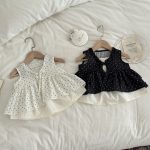 【73-100cm】カーディガンorキャミソール ドット柄 フリル ノースリーブ - 画像 (2)