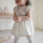 【73-100cm】ワンピース ベビー パフスリーブ ドット