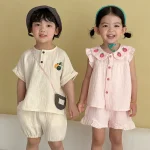 【80-150cm】セットアップ 女の子 リンクコーデリネン - 画像 (2)