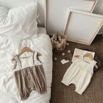 【66-90cm】オールインワン ベビー 肩フリル レース ドット - 画像 (7)