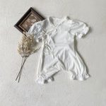 【66-90cm】ロンパース ベビー リボンタイ付き レーストリム - 画像 (14)