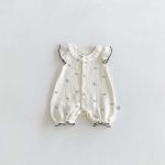 【66-90cm】ロンパース ベビー ドット 蝶結び フリル - 画像 (4)