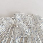 【66-140cm】ロンパースorワンピース ベビー 姉妹服 レースブルー花 - 画像 (15)