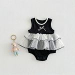 【66-90cm】ロンパース ベビー 蝶結び メッシュ スウィート - 画像 (3)