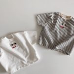 【73-100cm】半袖Tシャツ ベビー ボーダー柄 大きい目デザイン - 画像 (2)