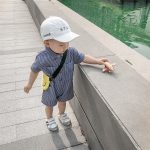 【66-100cm】ロンパース ベビー ストライプ 半袖 オーバーオール - 画像 (4)