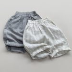 【80-130cm】ワイドパンツ キッズ服 薄手 通気性 ストライプ