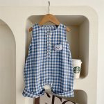 【66-90cm】ロンパース ベビー チェック オールインワン - 画像 (8)