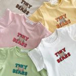 【73-100cm】半袖Tシャツ ベビー アルファベット クマ柄 プリント - 画像 (5)