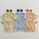 【73-100cm】Tシャツ&ショートパンツセット ベビー 柔らかなリブ素材 - 画像 (7)