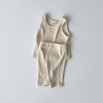 【80-130cm】セットアップ 無地ノースリーブルームウェアセット - 画像 (5)
