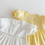 【80-130cm】ワンピース 女の子 刺繍 フラワー レース襟 バルーン袖 - 画像 (20)